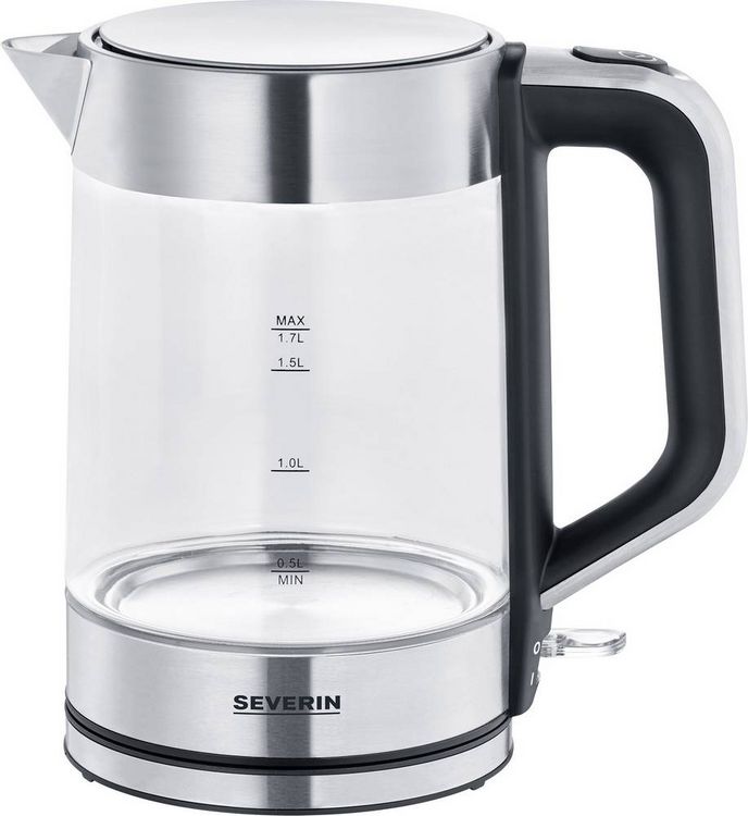 Produktbild: Severin WK 3420 Wasserkocher kabelgebunden Glas, Edelstahl (geb&uuml;rstet), Schwarz Fassungsverm&ouml;gen: 1.7 l