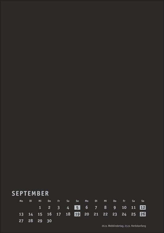 Produktbild: Premium-Bastelkalender schwarz A4 2027