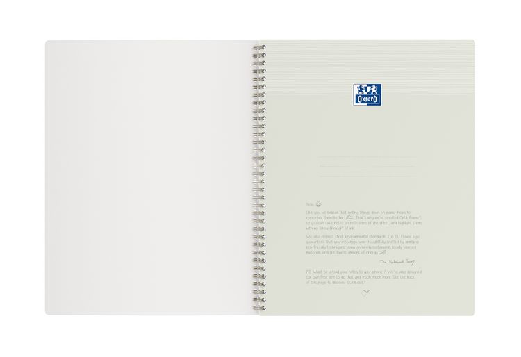 Produktbild: Oxford Spiralbuch Origins A4, 5mm kariert, 70 Blatt, Optik Paper, SCRIBZEE&reg; kompatibel, blau