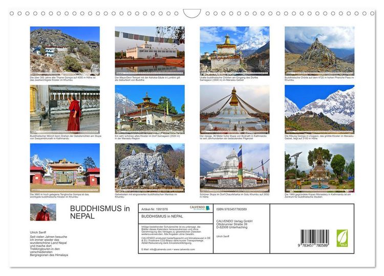 Produktbild: BUDDHISMUS in NEPAL (Wandkalender 2026 DIN A3 quer), CALVENDO Monatskalender