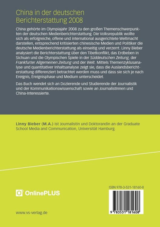 Produktbild: China in der deutschen Berichterstattung 2008
