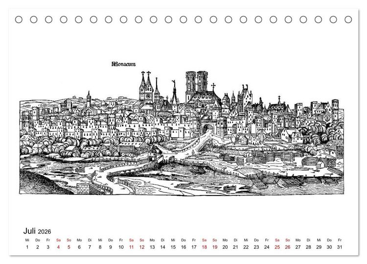 Produktbild: Schedelsche Weltchronik Deutsche St&auml;dte 1493 (Tischkalender 2026 DIN A5 quer), CALVENDO Monatskalender