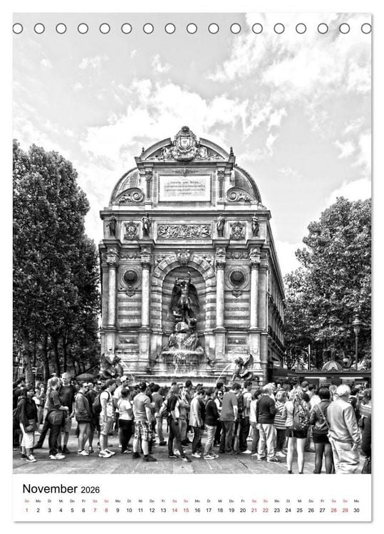 Produktbild: Paris schwarz wei&szlig; 2026 (Tischkalender 2026 DIN A5 hoch), CALVENDO Monatskalender