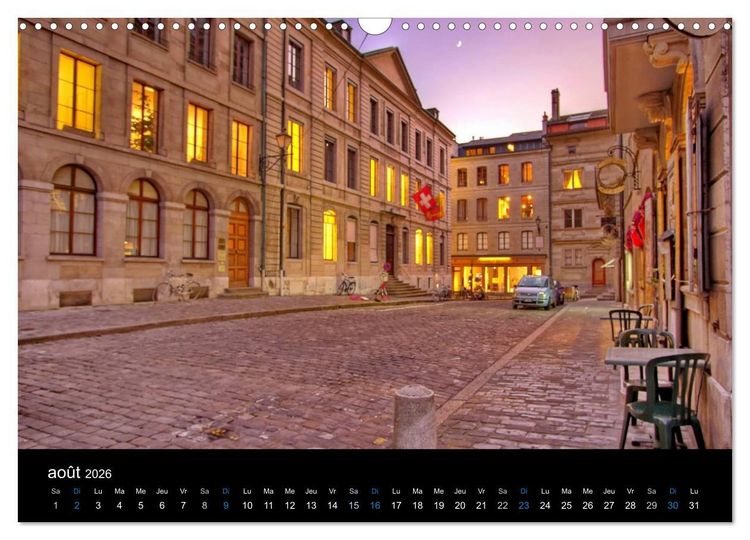 Produktbild: Cr&eacute;puscule sur Gen&egrave;ve (Calendrier mural 2026 DIN A3 vertical), CALVENDO calendrier mensuel