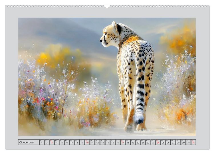 Produktbild: Geparden. Eleganz zwischen Speed und Stille (hochwertiger Premium Wandkalender 2027 DIN A2 quer), Kunstdruck in Hochglanz