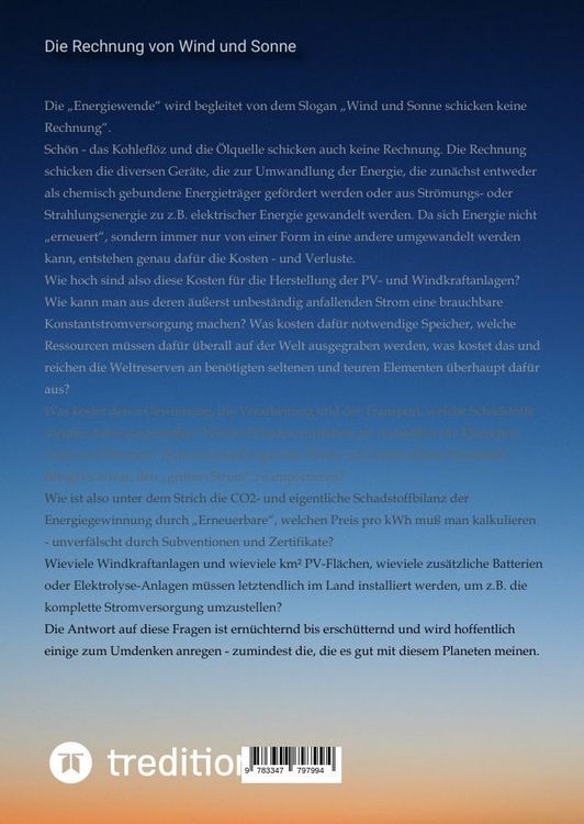 Produktbild: Die Rechnung von Wind und Sonne