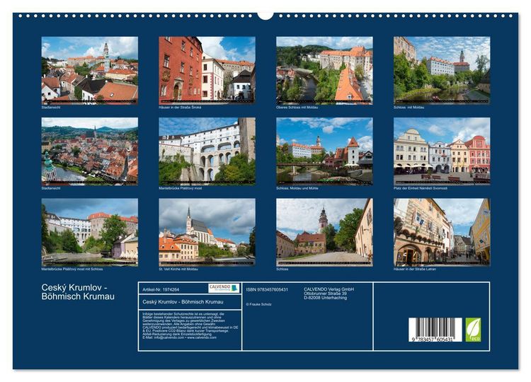 Produktbild: Cesk&yacute; Krumlov - B&ouml;hmisch Krumau (Wandkalender 2026 DIN A2 quer), CALVENDO Monatskalender