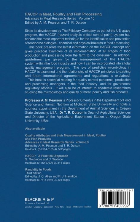 Produktbild: HACCP in Meat, Poultry, and Fish Processing