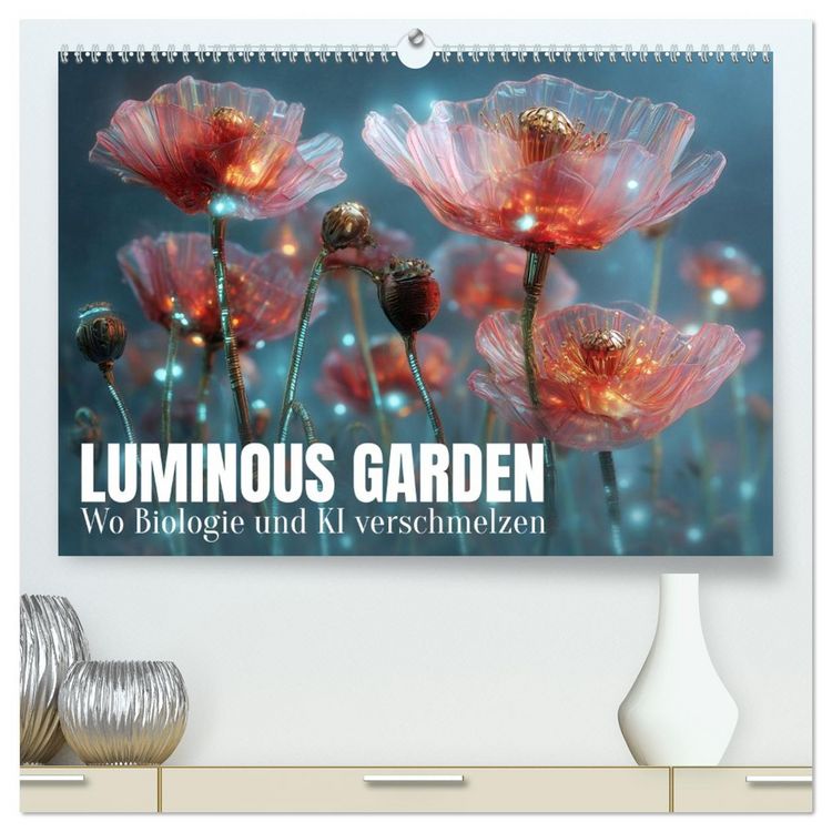 Produktbild: Luminous Garden. Wo Biologie und KI verschmelzen (hochwertiger Premium Wandkalender 2027 DIN A2 quer), Kunstdruck in Hochglanz