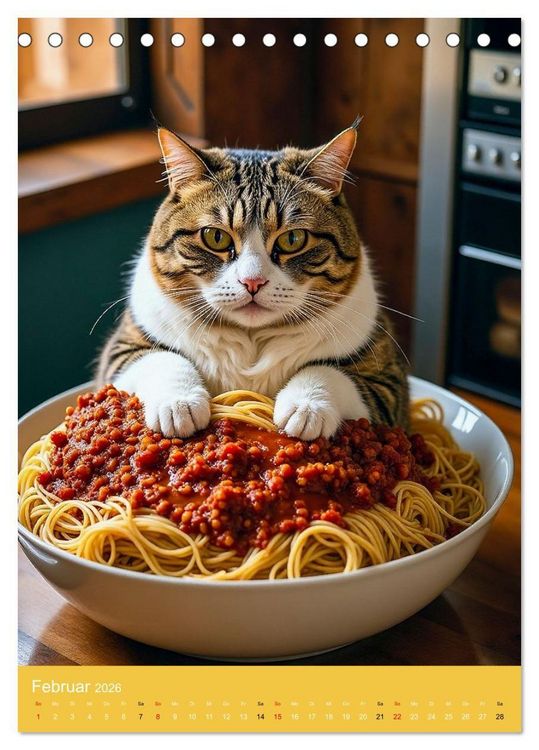 Produktbild: FETTE KATZEN - Foodporn auf vier Pfoten (Tischkalender 2026 DIN A5 hoch), CALVENDO Monatskalender
