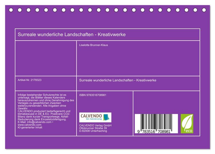 Produktbild: Surreale wunderliche Landschaften - Kreativwerke (Tischkalender 2026 DIN A5 quer), CALVENDO Monatskalender