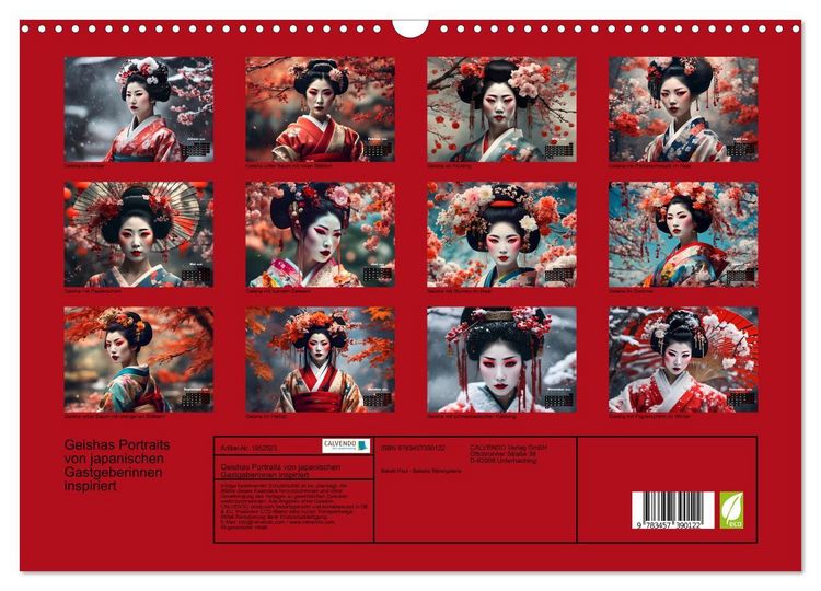 Produktbild: Geishas Portraits von japanischen Gastgeberinnen inspiriert (Wandkalender 2026 DIN A3 quer), CALVENDO Monatskalender