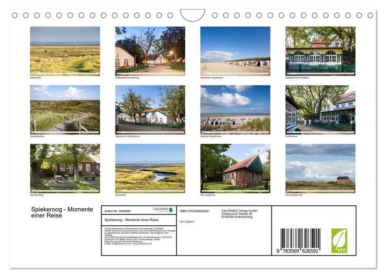 Produktbild: Spiekeroog - Momente einer Reise (Wandkalender 2027 DIN A4 quer), CALVENDO Monatskalender