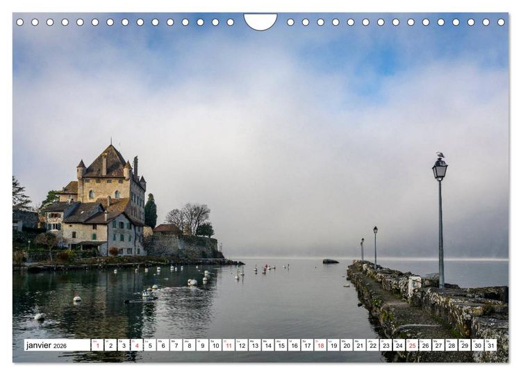 Produktbild: Entre France et Suisse, le lac L&eacute;man (Calendrier mural 2026 DIN A4 vertical), CALVENDO calendrier mensuel