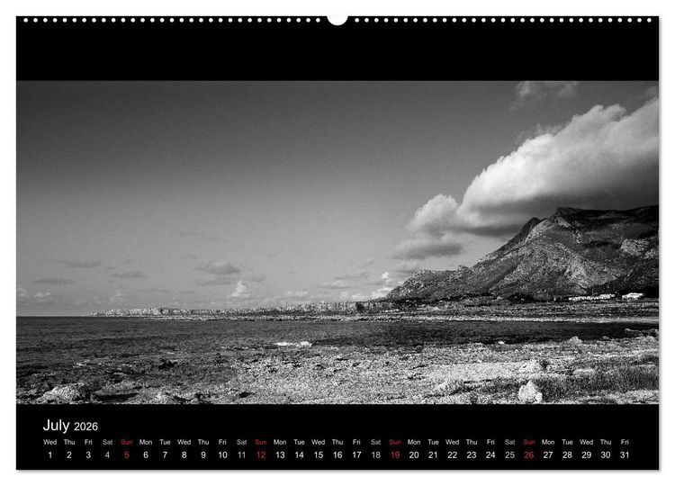 Produktbild: Black and White Sicily (High Quality Premium Wall Calendar 2026 DIN A2 landscape),CALVENDO 12 Month Wall Calendar