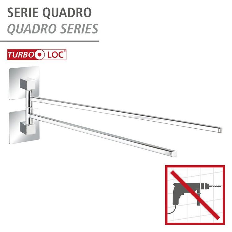 Produktbild: Turbo-Loc&reg; Edelstahl Handtuchhalter 2 Arme Quadro, rostfrei