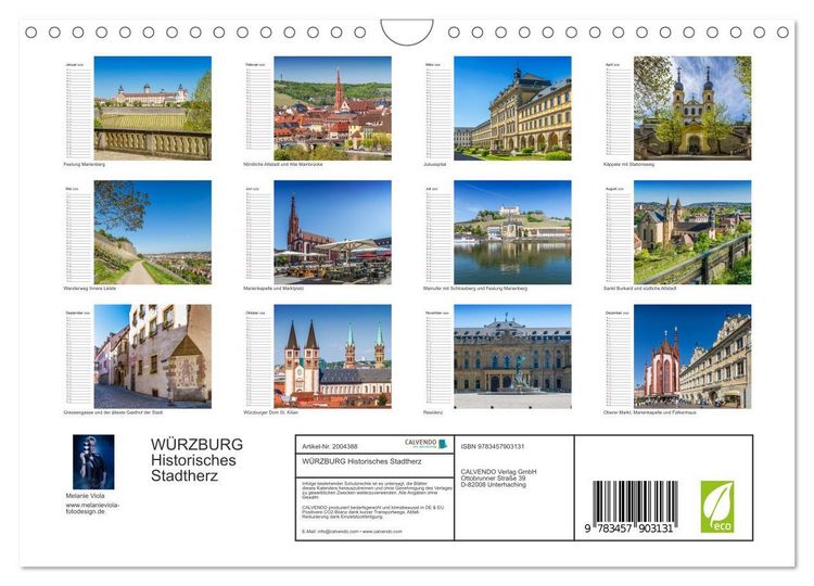 Produktbild: W&Uuml;RZBURG Historisches Stadtherz (Wandkalender 2026 DIN A4 quer), CALVENDO Monatskalender
