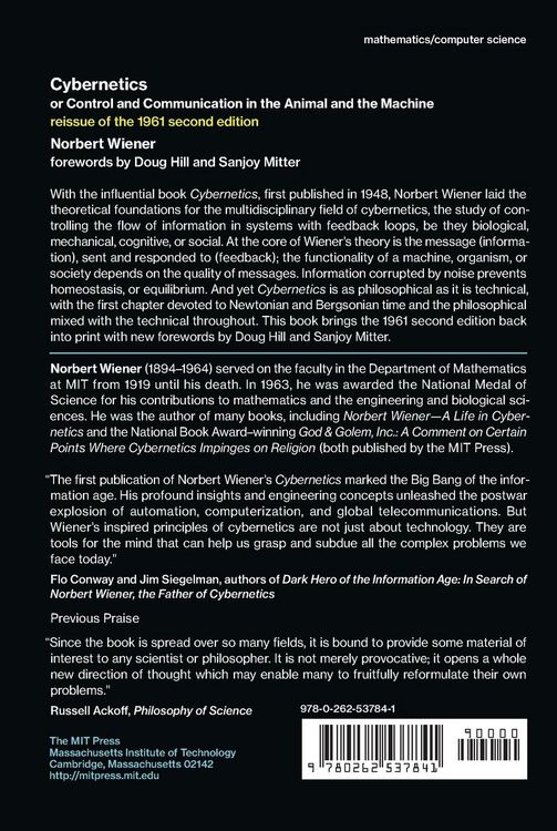 Produktbild: Cybernetics or Control and Communication in the Animal and the Machine, Reissue of the 1961 second edition
