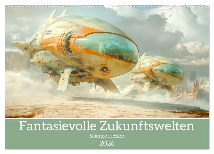 Produktbild: Fantasievolle Zukunftswelten - Science Fiction (Wandkalender 2026 DIN A2 quer), CALVENDO Monatskalender
