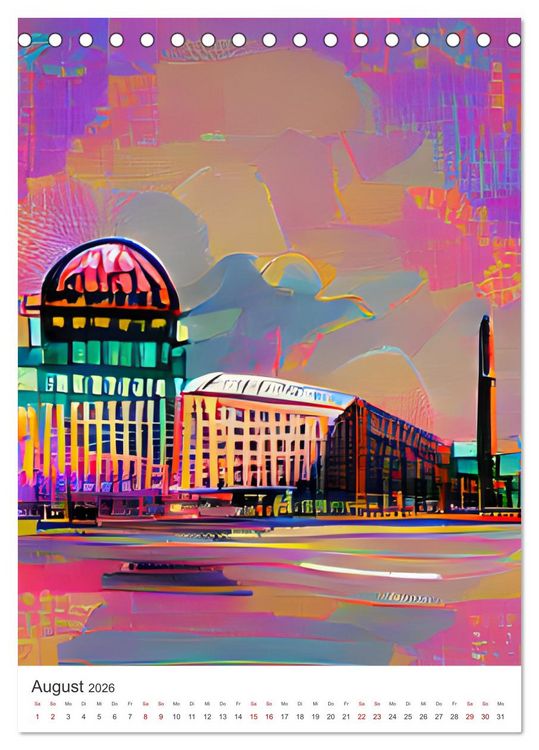 Produktbild: Illustrierte Europ&auml;ische St&auml;dte (Tischkalender 2026 DIN A5 hoch), CALVENDO Monatskalender