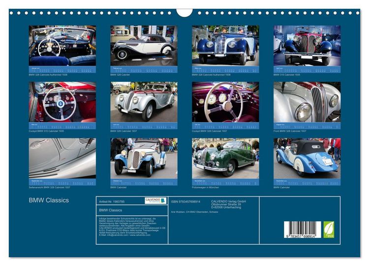 Produktbild: BMW Classics (Wandkalender 2026 DIN A3 quer), CALVENDO Monatskalender