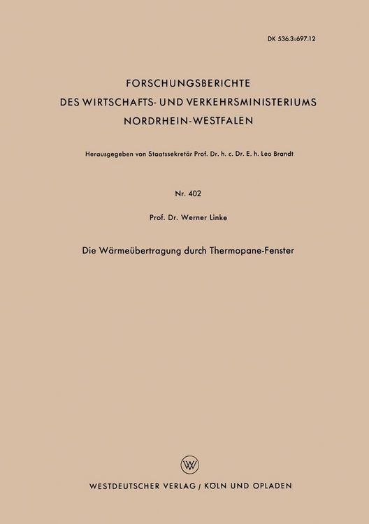 Produktbild: Die W&auml;rme&uuml;bertragung durch Thermopane-Fenster