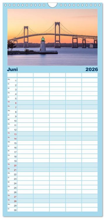 Produktbild: Familienplaner 2026 - NEUENGLAND - Eine Reise durch den Nordosten der USA mit 5 Spalten (Wandkalender, 21 x 45 cm) CALVENDO
