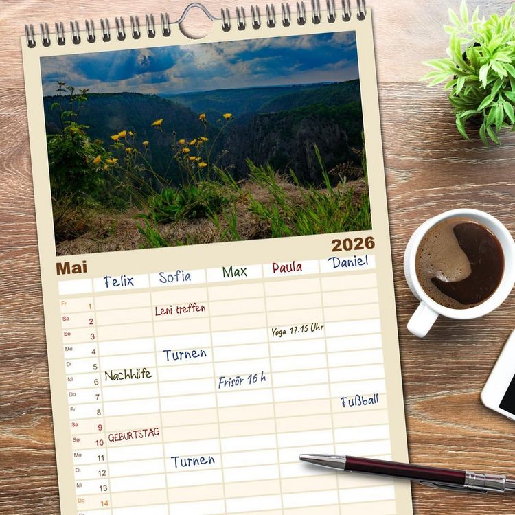 Produktbild: Familienplaner 2026 - Harzer Impressionen mit 5 Spalten (Wandkalender, 21 x 45 cm) CALVENDO