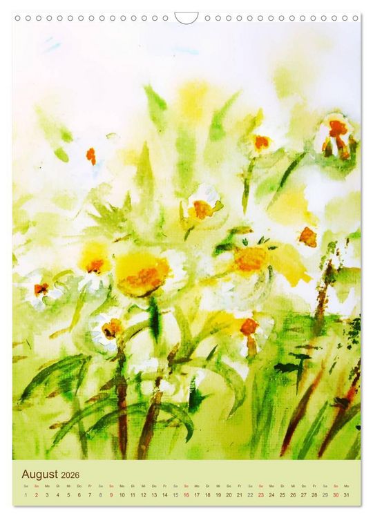 Produktbild: Blumenaquarelle (Wandkalender 2026 DIN A3 hoch), CALVENDO Monatskalender