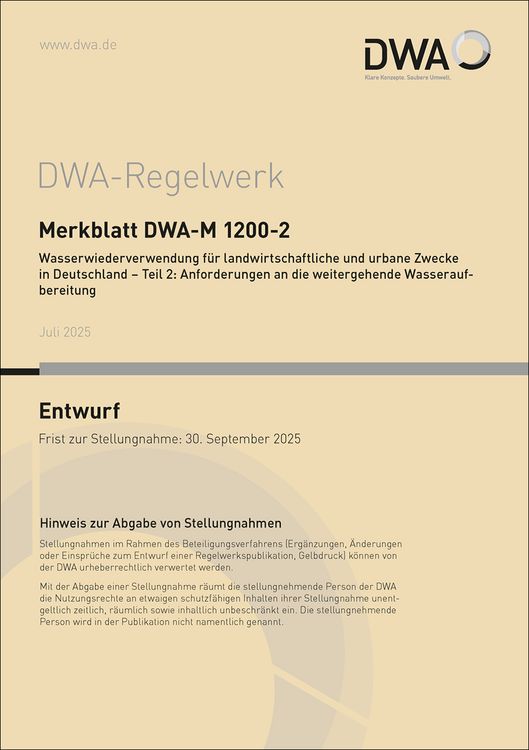 Produktbild: Merkblatt DWA-M 1200-2 Wasserwiederverwendung f&uuml;r landwirtschaftliche und urbane