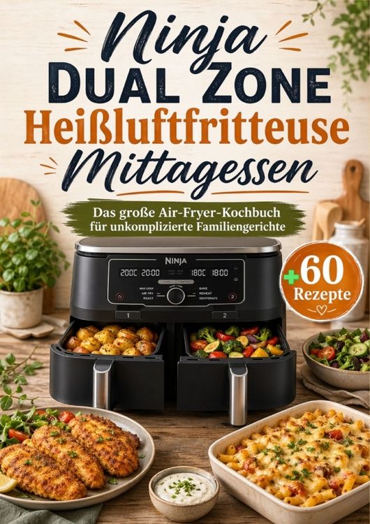 Produktbild: Ninja Dual Zone Hei&szlig;luftfritteuse Mittagessen: Das gro&szlig;e Air-Fryer-Kochbuch f&uuml;r unkomplizierte Familiengerichte