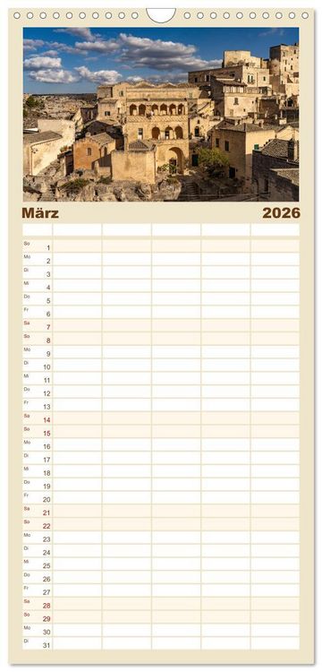 Produktbild: Familienplaner 2026 - Italiens Welterbe Matera mit 5 Spalten (Wandkalender, 21 x 45 cm) CALVENDO