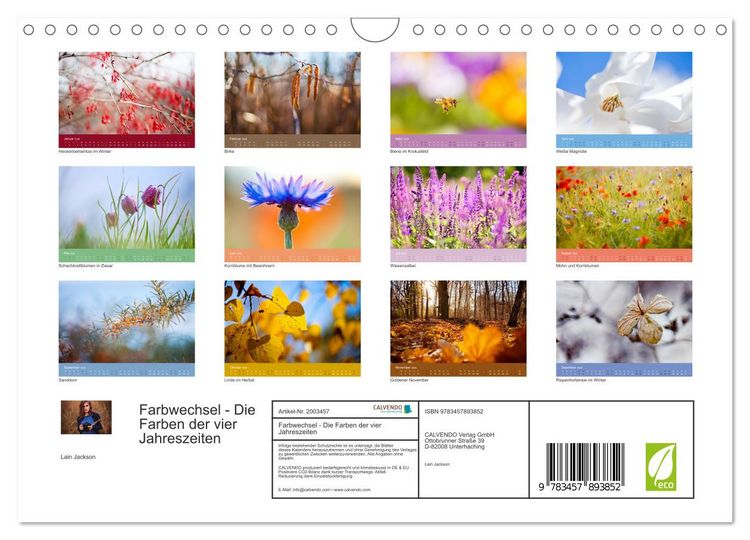 Produktbild: Farbwechsel - Die Farben der vier Jahreszeiten (Wandkalender 2026 DIN A4 quer), CALVENDO Monatskalender
