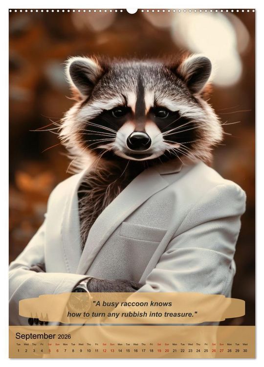 Produktbild: Funny manager wisdom from animals (High Quality Premium Wall Calendar 2026 DIN A2 portrait),CALVENDO 12 Month Wall Calendar