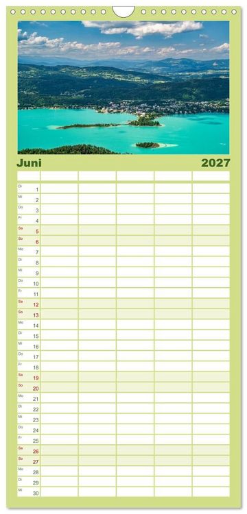 Produktbild: Familienplaner 2027 - Rund um den W&ouml;rthersee in &Ouml;sterreich mit 5 Spalten (Wandkalender, 21 x 45 cm) CALVENDO