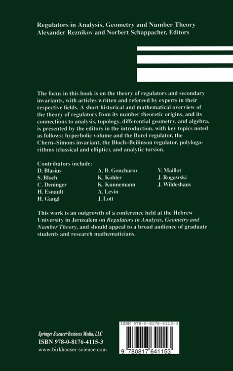 Produktbild: Regulators in Analysis, Geometry and Number Theory