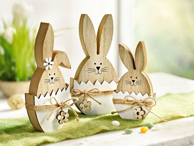 Dekofiguren "Hase im Ei" 3er-Set