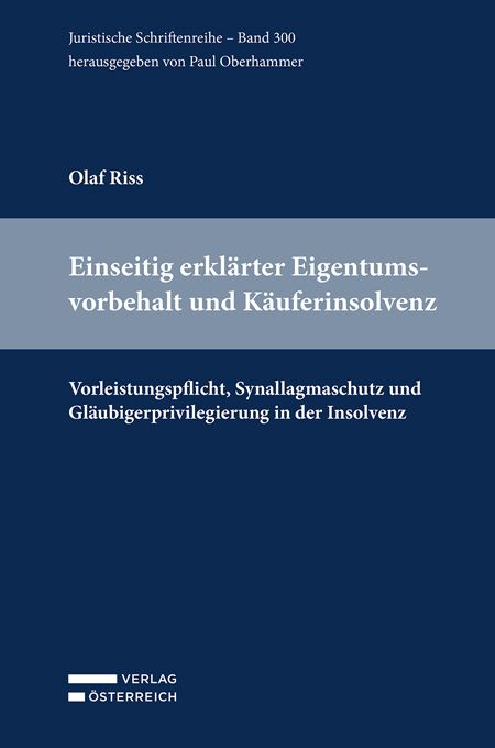 Produktbild: Einseitig erkl&auml;rter Eigentumsvorbehalt und K&auml;uferinsolvenz