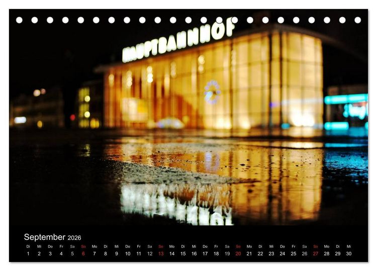 Produktbild: K&ouml;ln bei Nacht - dunkelbunte Stadt (Tischkalender 2026 DIN A5 quer), CALVENDO Monatskalender