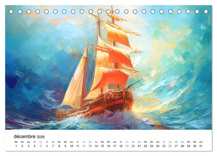Produktbild: Sc&egrave;nes &eacute;piques de voiliers (Calendrier de bureau 2026 DIN A5 vertical), CALVENDO calendrier mensuel
