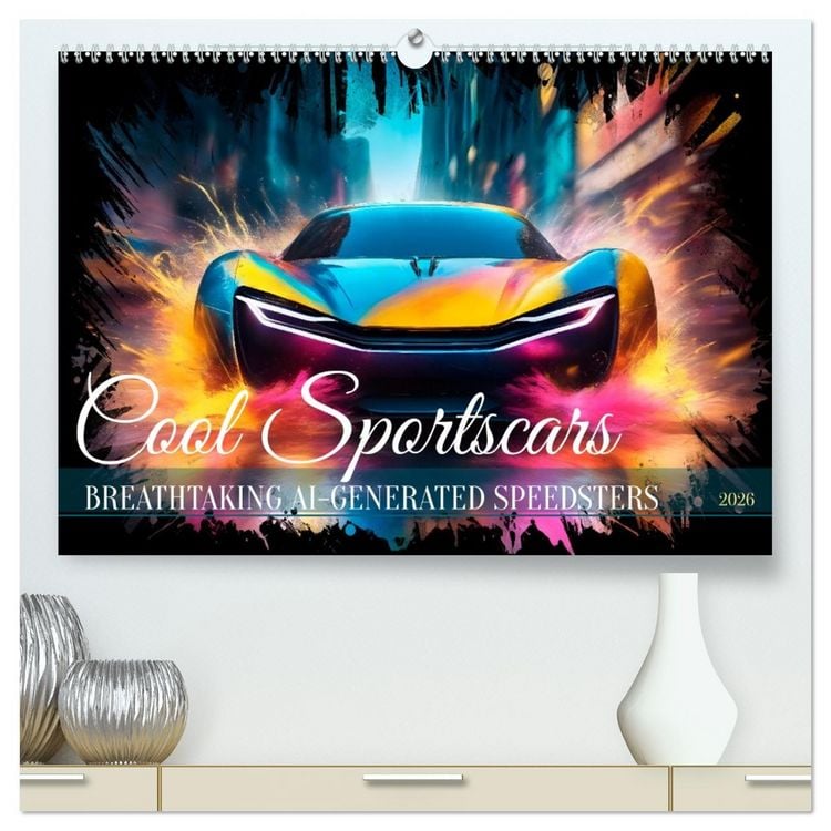 Produktbild: COOL SPORTSCARS Breathtaking AI-generated speedsters (High Quality Premium Wall Calendar 2026 DIN A2 landscape),CALVENDO 12 Month Wall Calendar