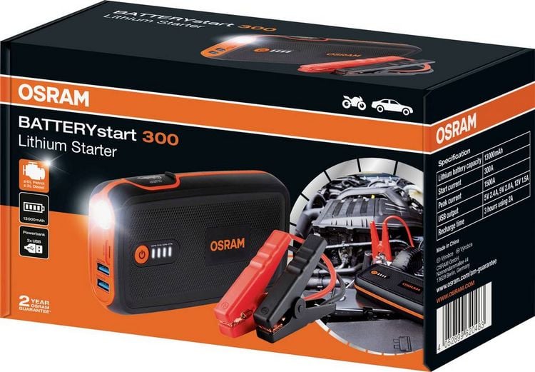 Produktbild: Osram Automotive Schnellstartsystem BATTERYstart 300 OBSL300 Starthilfestrom (12 V)=300 A USB-Steckdose 2x