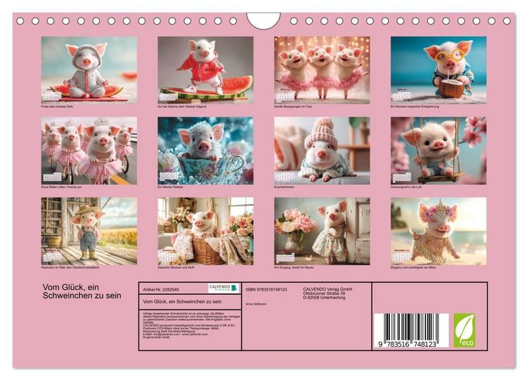 Produktbild: Vom Gl&uuml;ck, ein Schweinchen zu sein (Wandkalender 2026 DIN A4 quer), CALVENDO Monatskalender