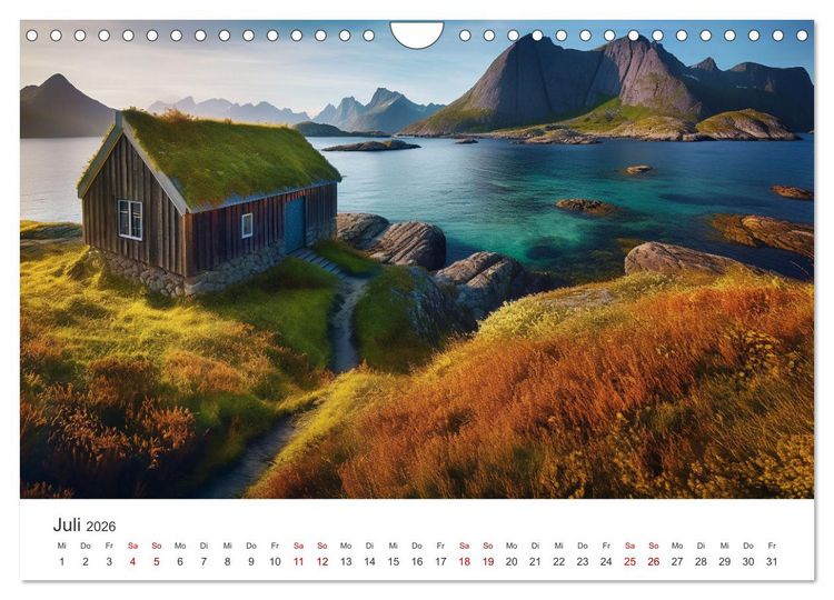 Produktbild: H&uuml;ttenzauber - Ein visueller Streifzug durch Norwegens Wildnis (Wandkalender 2026 DIN A4 quer), CALVENDO Monatskalender