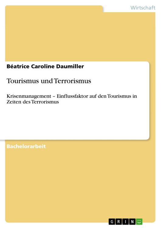 Produktbild: Tourismus und Terrorismus