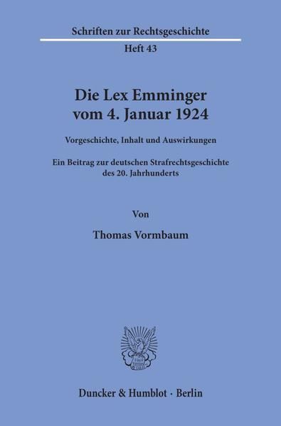 Produktbild: Die Lex Emminger vom 4. Januar 1924.