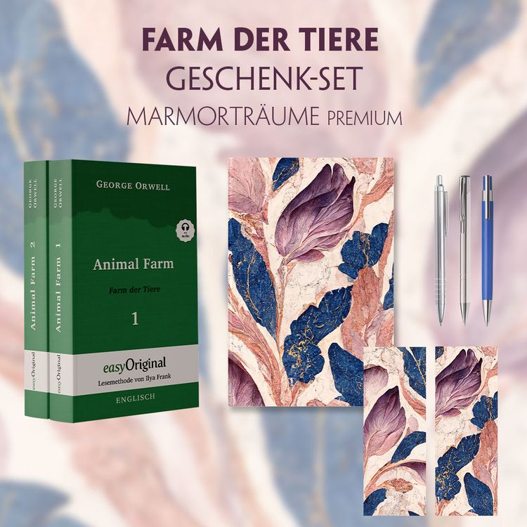Bild vom Artikel Farm der Tiere Geschenkset - 2 Teile (Buch + Audio-Online) + Marmorträume Schreibset Premium vom Autor George Orwell