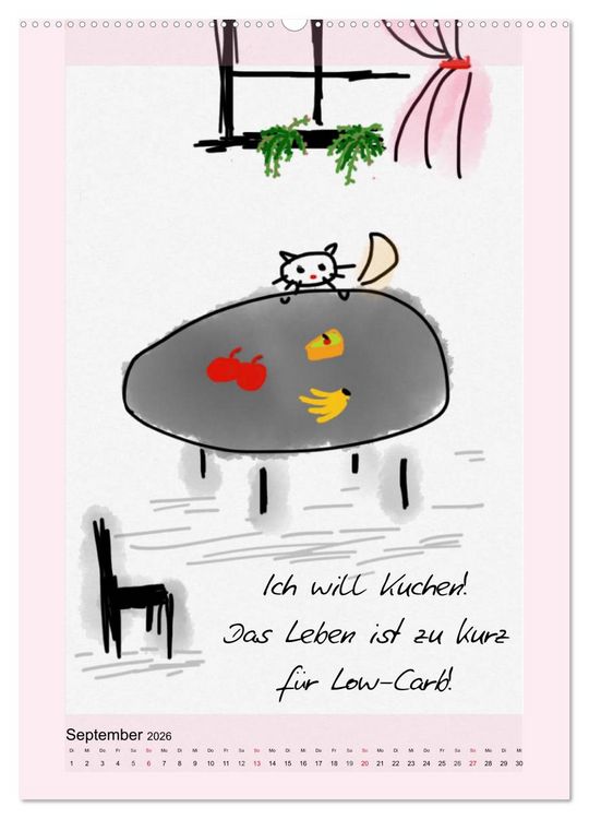 Produktbild: Katzen. Lustige Spr&uuml;che f&uuml;r Katzenmenschen (hochwertiger Premium Wandkalender 2026 DIN A2 hoch), Kunstdruck in Hochglanz