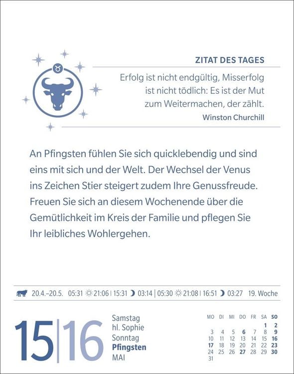 Produktbild: Stier Sternzeichenkalender 2027 - Tagesabrei&szlig;kalender - Ihr Horoskop f&uuml;r jeden Tag