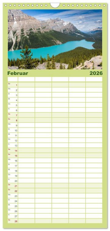 Produktbild: Familienplaner 2026 - KANADA - Rocky Mountains mit 5 Spalten (Wandkalender, 21 x 45 cm) CALVENDO